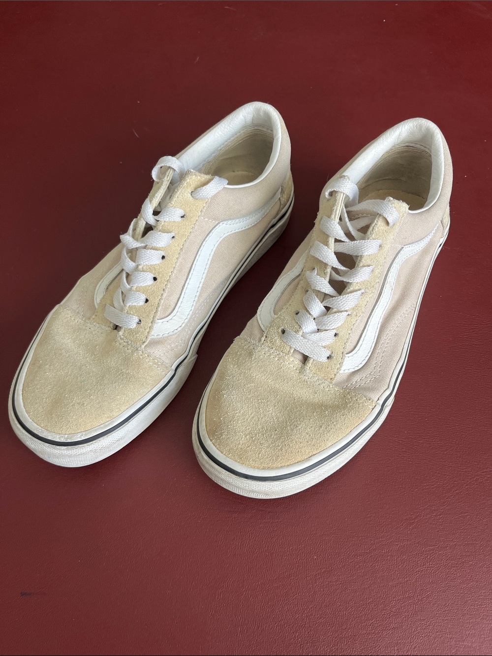 Vans Old Skool Low-Top Sneakers in Beige and White